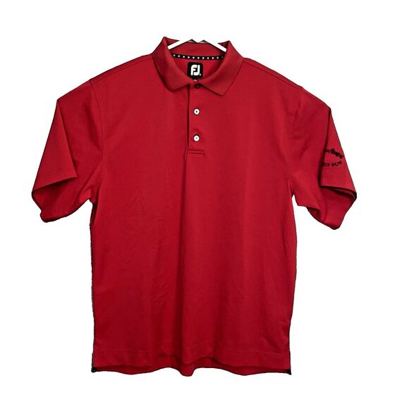 FJ Footjoy Polo Shirt Mens Large Golf‎ Short Sleeve Red Collared w/ Embroidery - Picture 2 of 10